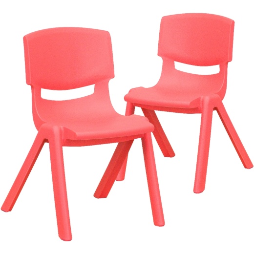 Whitney 2 Pack Red Plastic Stackable School Chair With 12" Seat Height