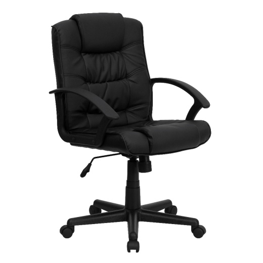 Lindon Midback Black Leathersoft Swivel Task Office Chair With Arms