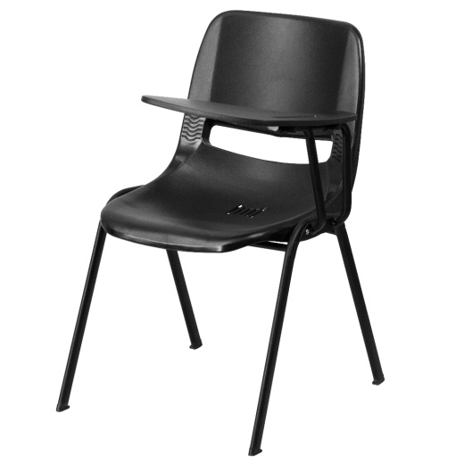 Hercules Black Ergonomic Shell Chair With Left Handed Flipup Tablet Arm