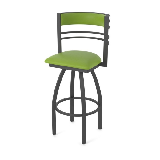 860 Hunter Swivel Stool With Pewter Finish And Canter Kiwi Green Seat And Back