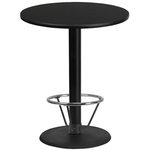 Stiles 36'' Round Black Laminate Table Top With 24'' Round Bar Height Table Base And Foot Ring