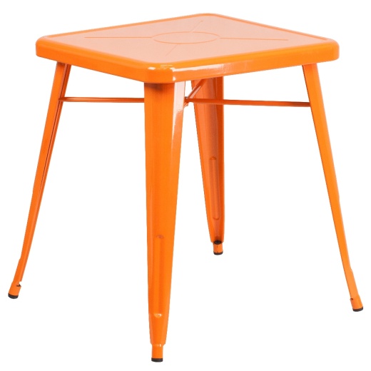 Prince Commercial Grade 23.75" Square Orange Metal Indooroutdoor Table