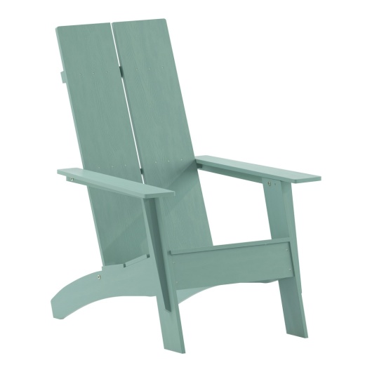 Sawyer Modern Commercial 2Slat Back Adirondack Chair Sea Foam Allweather Poly Resin Lounge Chair