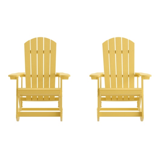 Savannah Poly Resin Wood Adirondack Rocking Chair All Weather Yellow Polystyrene Stainless Steel Hardware Set Of 2