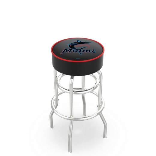 L7c1 Miami Marlins Doubleing Swivel Stool With Chrome Finish By Hbs