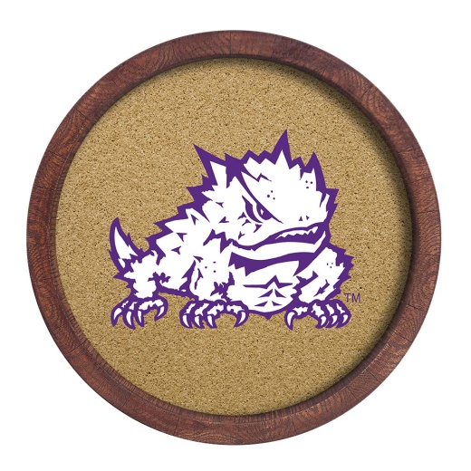 Tcu Horned Frogs: Mascot "Faux" Barrel Framed Cork Board