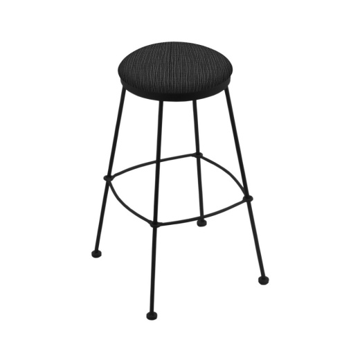 3030 Stationary Stool With Black Wrinkle Finish And Graph Coal Seat 25 Inch - Counter Stool