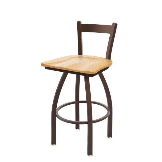 821 Catalina Low Back Swivel Stool With Bronze Finish And Natural Oak Seat