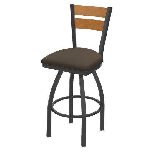 832 Thor Swivel Stool With Pewter Finish, Medium Back And Canter Earth Seat