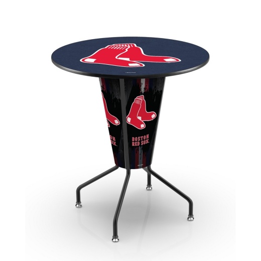 L218 Boston Red Sox 42" Tall 36" Indoor Logo Top Lighted Pub Table With Black Wrinkle Finish