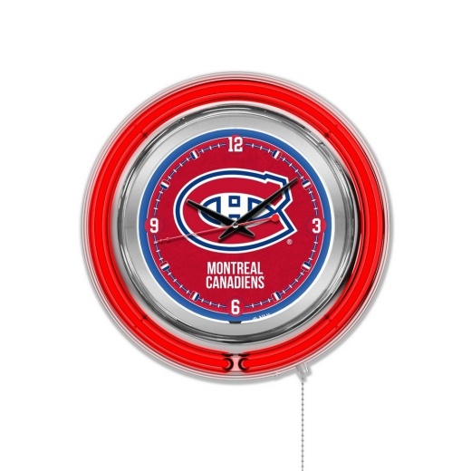 Montreal Canadiens Double Neon Ring, Logo Clock By Holland Bar Stool Company
