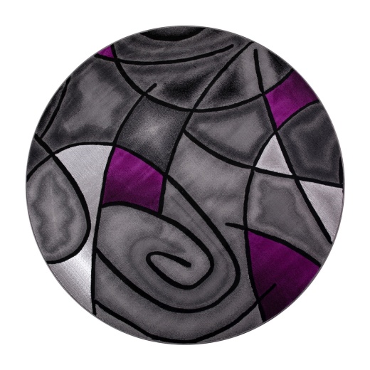 Jubilee Collection 7' X 7' Round Purple Abstract Area Rug Olefin Rug With Jute Backing Living Room, Bedroom, Family Room