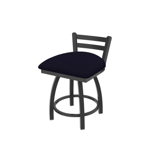 411 Jackie 18" Low Back Swivel Vanity Stool With Pewter Finish And Canter Twilight Seat