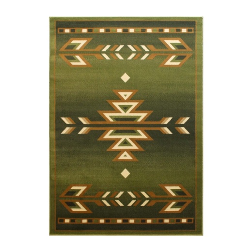 Lodi Collection Southwestern 8' X 10' Green Area Rug Olefin Rug With Jute Backing For Hallway, Entryway, Bedroom, Living Room