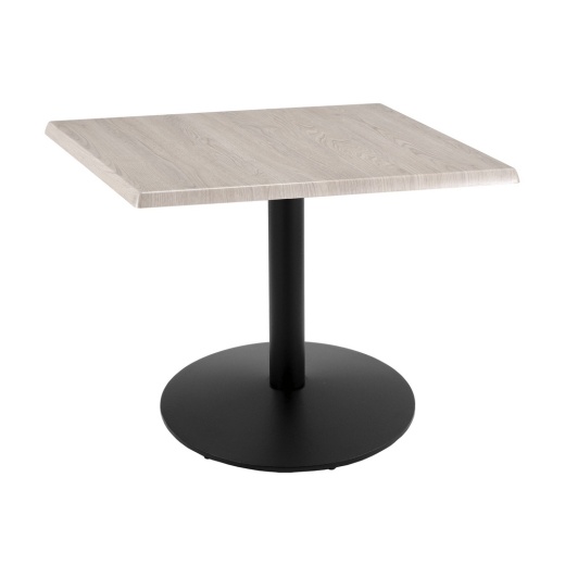 Indoor/Outdoor 30" Tall Od214 Black Table Base With 22" Diameter Foot And 30" X 30" Square Indoor/Outdoor Top By The Holland Bar Stool Co. White Ash