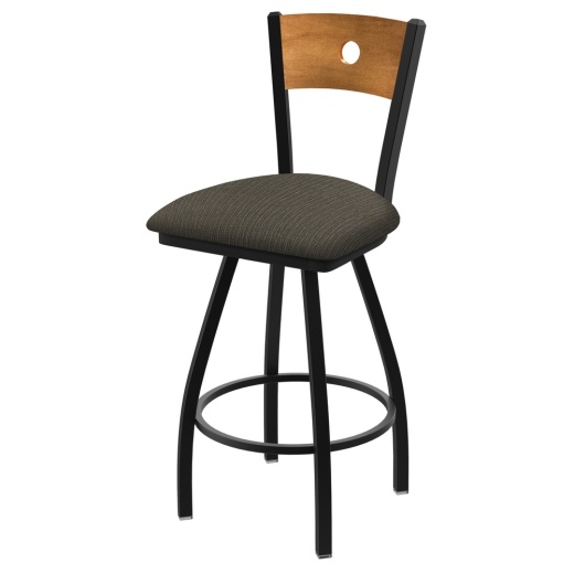 Xl 830 Voltaire Swivel Stool With Black Wrinkle Finish, Medium Back, And Graph Chalice Seat