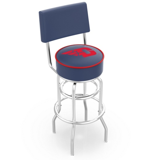 L7c4 Chrome Double Ring University Of Dayton Swivel Bar Stool With A Back By Holland Bar Stool Company