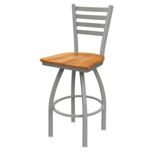 410 Jackie Swivel Stool With Anodized Nickel Finish And Medium Maple Seat
