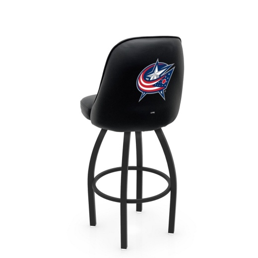 L048 Logo Grizzly Columbus Blue Jackets Swivel Stool With Black Wrinkle Finish By Holland Stool Co