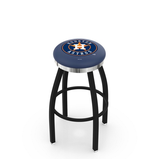 L8b2c Houston Astros Swivel Stool With A Black Wrinkle And Chrome Finish By Hbs