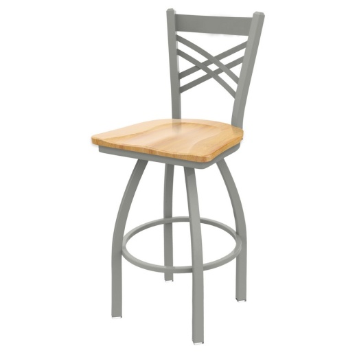 820 Catalina Swivel Stool With Anodized Nickel Finish And Natural Maple Seat