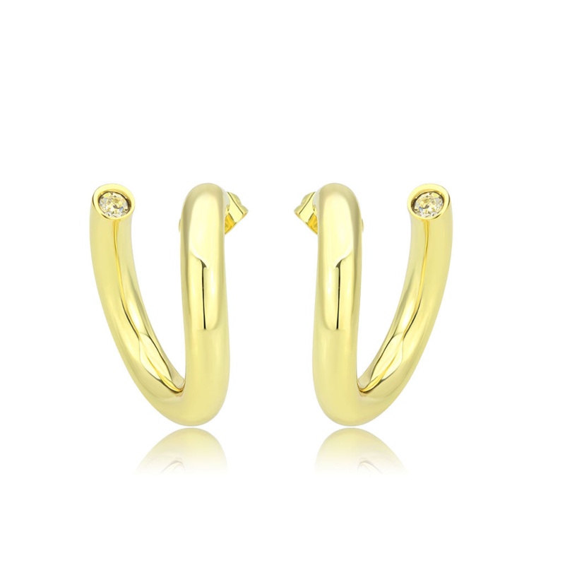 3W1742g - Flash Gold Brass Earring With Nostone In No Stone - N/a