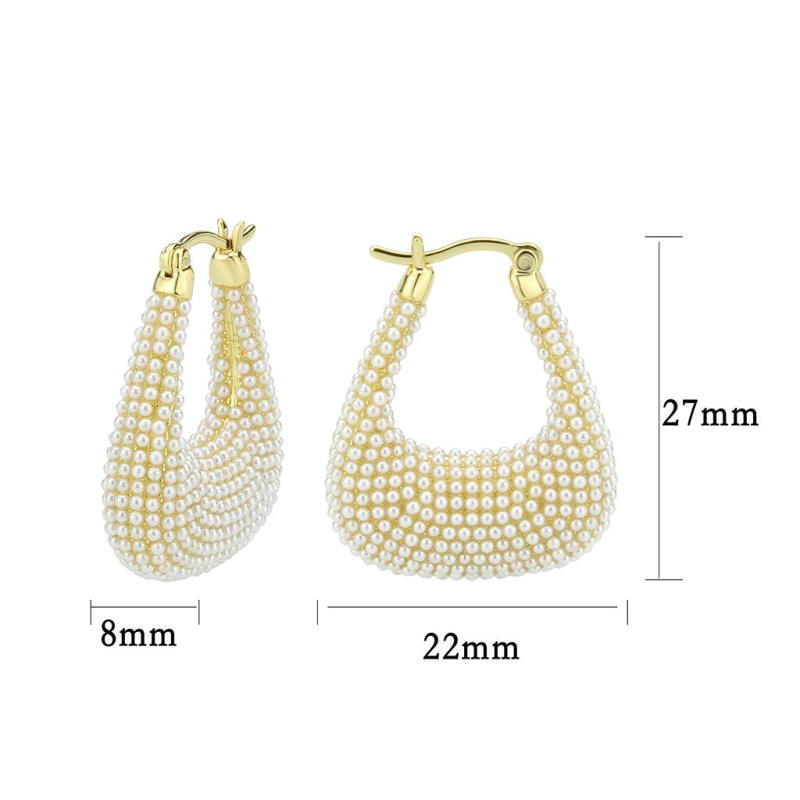 3W1795 - Flash Gold Brass Earring With Synthetic In White - N/a