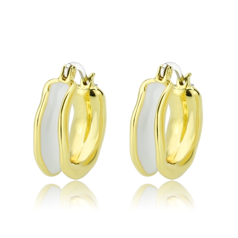 3W1737g - Flash Gold Brass Earring With Epoxy In No Stone - N/a