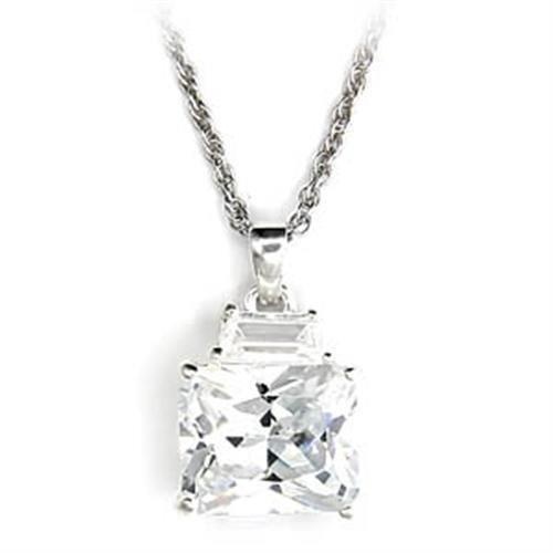 High-Polished 925 Sterling Silver Pendant With Aaa Grade Cz In Clear