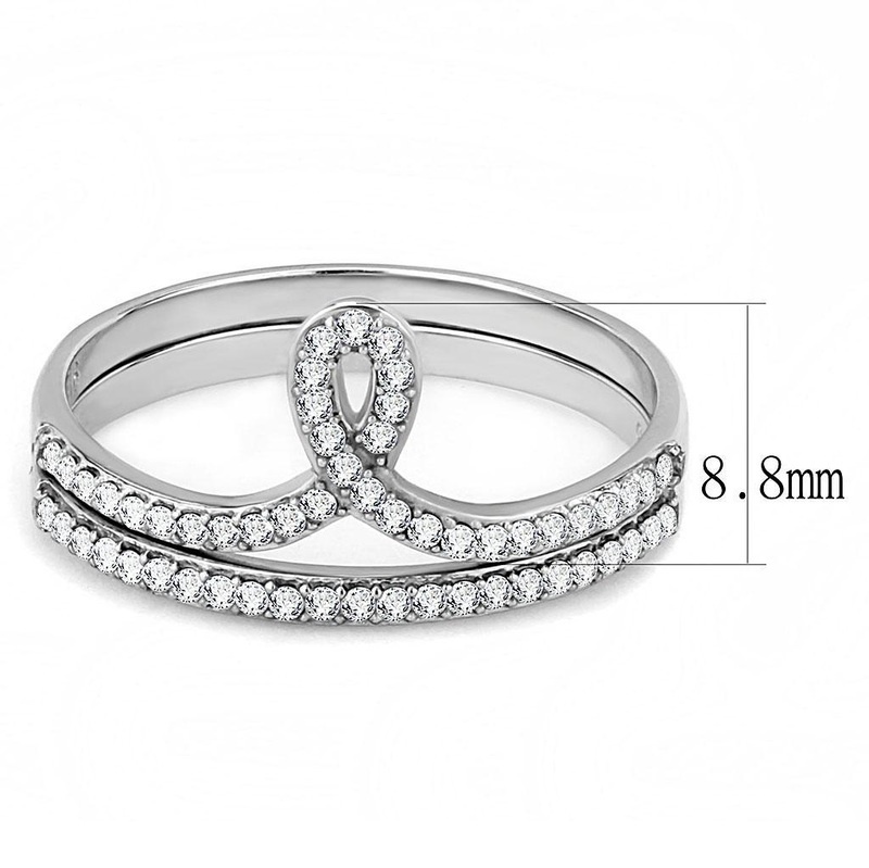 High Polished (No Plating) Stainless Steel Ring With Aaa Grade Cz In Clear