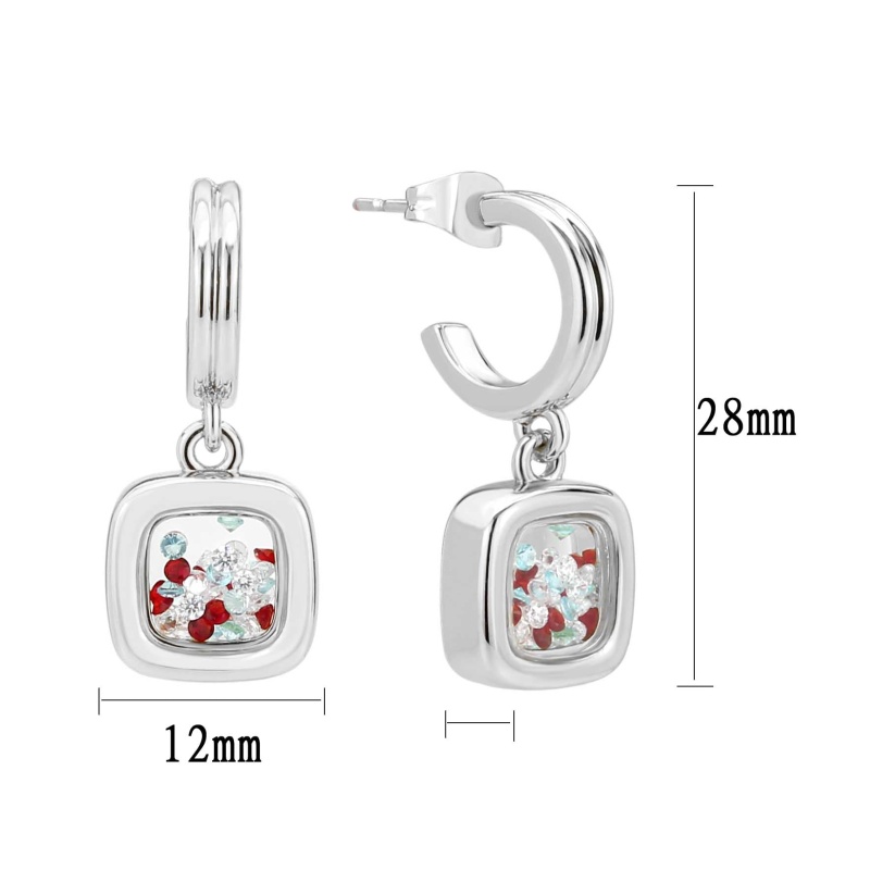 3W1756 - Imitation Rhodium Brass Earring With Aaa Grade Cz In Multicolor - N/a