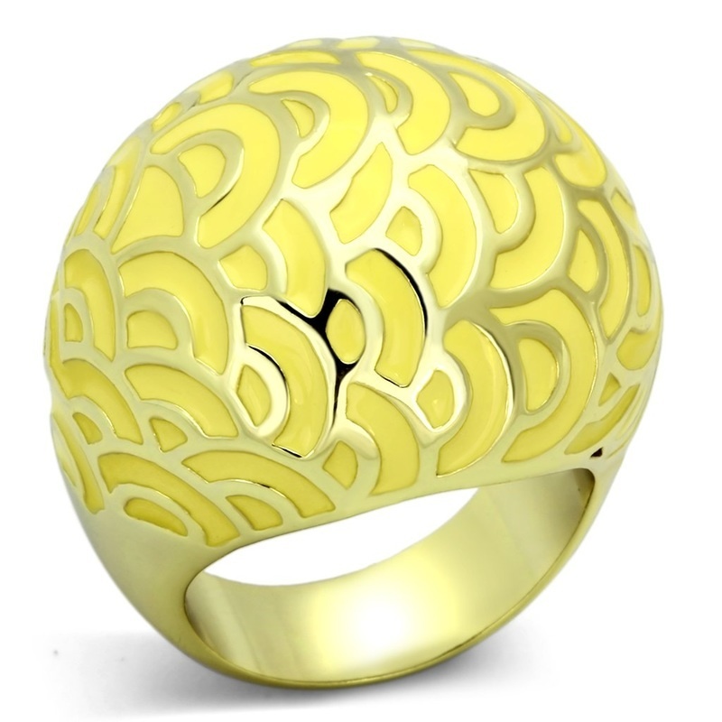 Ip Gold(Ion Plating) Stainless Steel Ring With Epoxy In Topaz