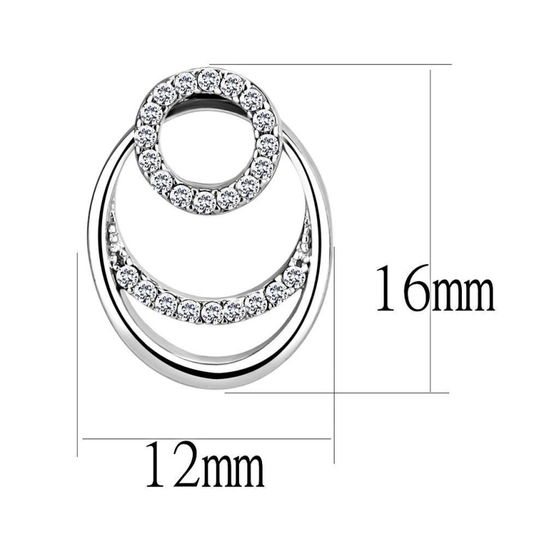 High Polished (No Plating) Stainless Steel Earrings With Aaa Grade Cz In Clear