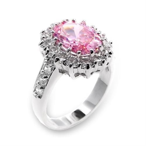 6X204 - High-Polished 925 Sterling Silver Ring With Aaa Grade Cz In Rose - 10