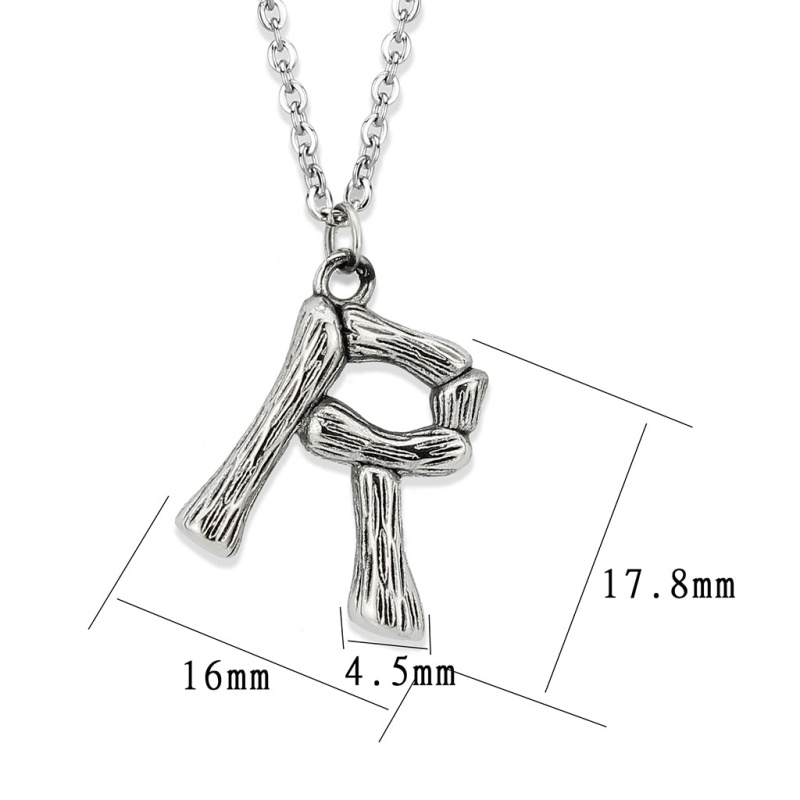 Tk3853r High Polished Stainless Steel Chain Initial Pendant - Letter R - 16"