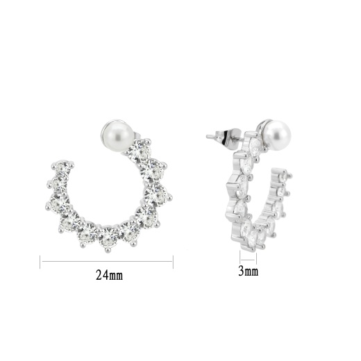 Alamode 3W1758 Imitation Rhodium Brass Earring with AAA Grade CZ in Clear