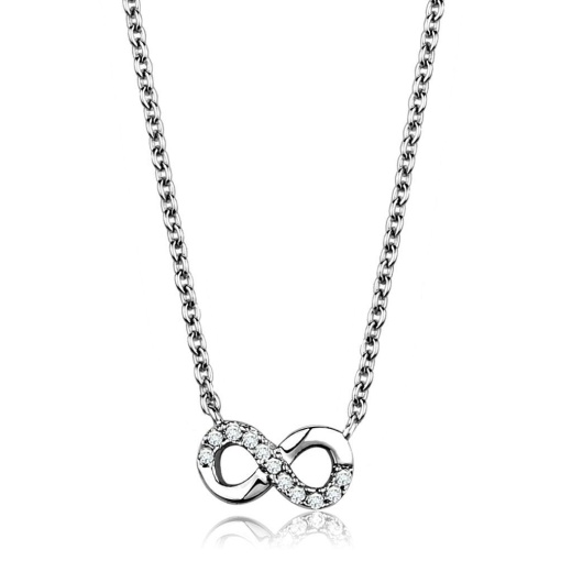 Alamode 3W1022 - Rhodium Brass Chain Pendant With AAA Grade CZ in Clear