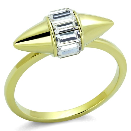 Gold Brass Ring with Top Grade Crystal in Clear by Alamode