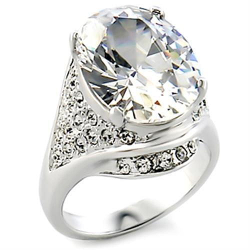 Rhodium Brass Ring with AAA Grade CZ in Clear