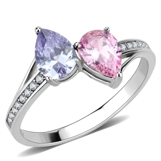 Alamode Da270 High Polished Stainless Steel Ring With AAA Grade CZ in Multi Color