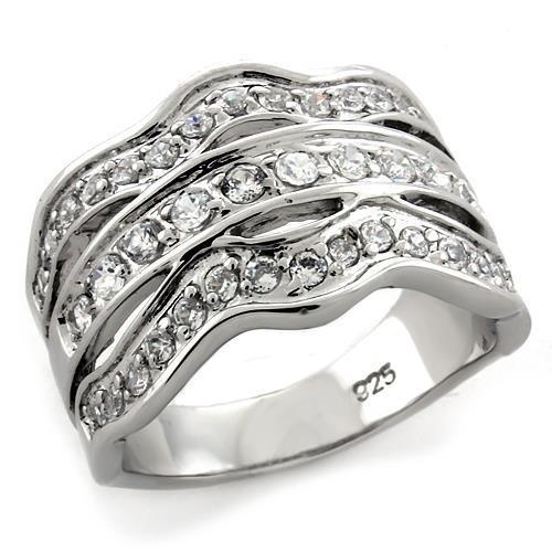 Alamode Loas1105 - Rhodium 925 Sterling Silver Ring With Top Grade Crystal In Clear