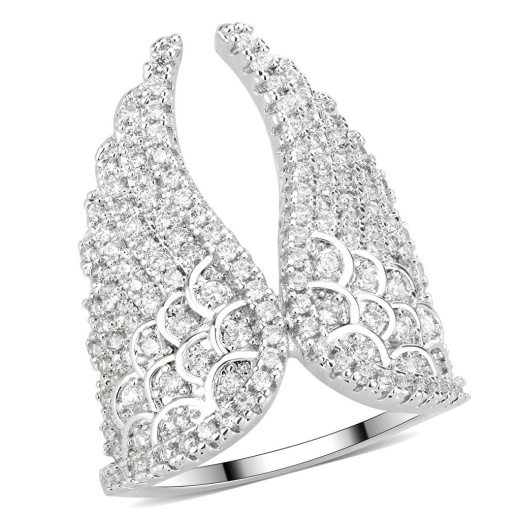 Alamode 3W1543 - Rhodium Brass Ring With Aaa Grade Cz In Clear