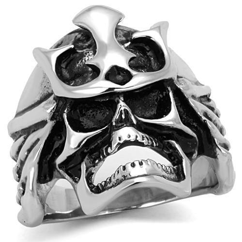 Alamode Tk1604 Stainless Steel Ring with Epoxy Jet Center Stone