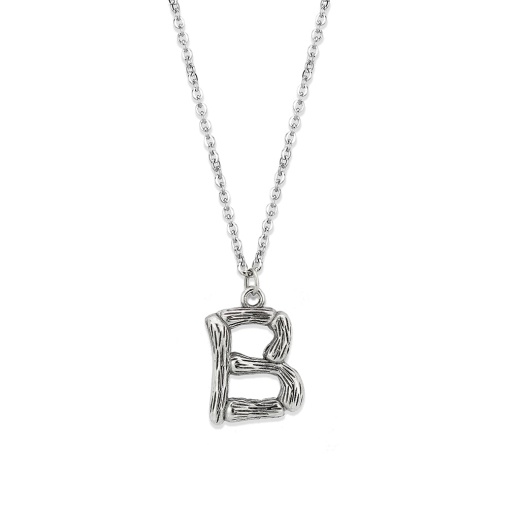 Tk3853b High Polished Stainless Steel Chain Initial Pendant - Letter B - 16"