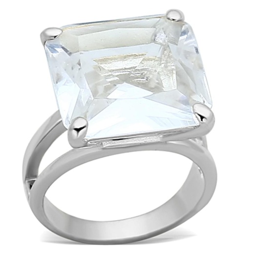 Alamode Loas949 - Silver 925 Sterling Silver Ring With Synthetic Glass In Clear