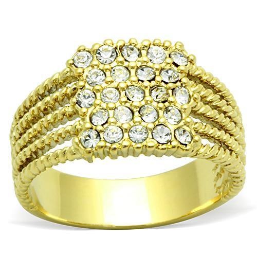 Tk1400 - Ip Gold(Ion Plating) Stainless Steel Ring with Top Grade Crystal in Clear