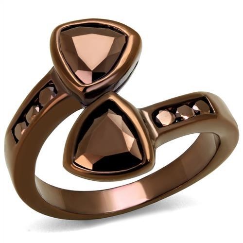 Alamode 3W1172 - Ip Coffee Light Brass Ring With Aaa Grade Cz In Light Coffee