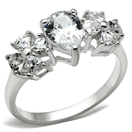 SS057 - Silver 925 Sterling Silver Ring With Aaa Grade Cz In Clear