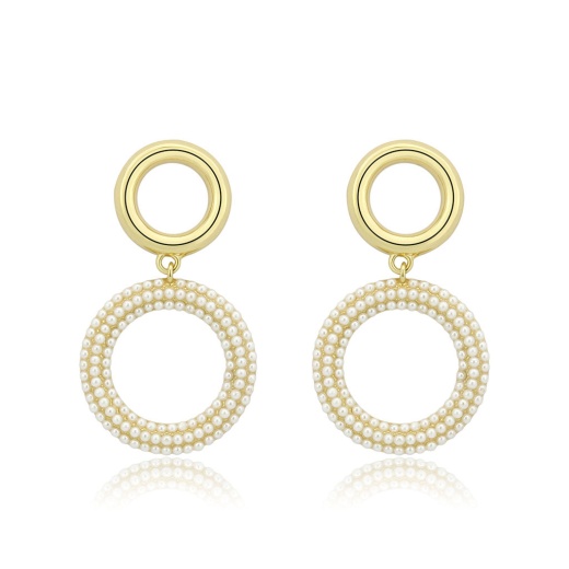 Alamode Flash Gold Brass Earring with Synthetic White Stone