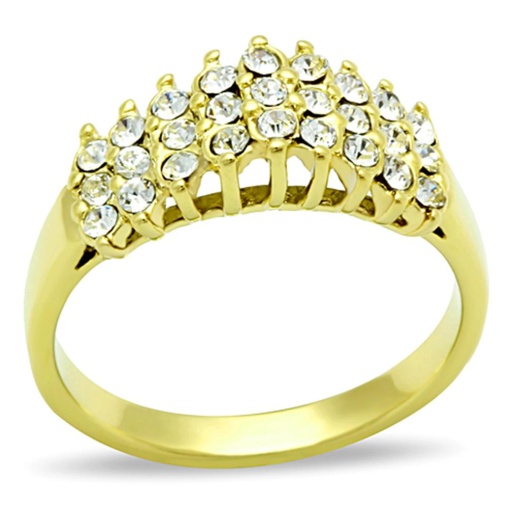 Tk1384 - Ip Gold(Ion Plating) Stainless Steel Ring With Top Grade Crystal In Clear by Alamode